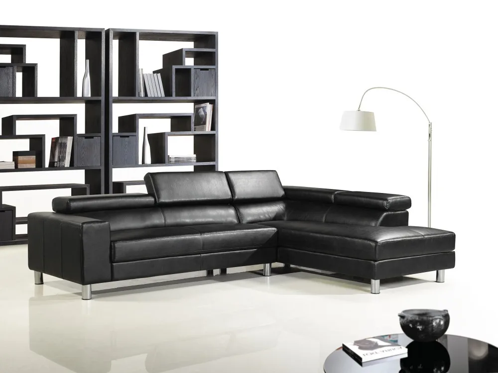 Black Leather Living Room Furniture Promotion-Shop For Promotional cow genuine leather sofa set living room sofa sectional/corner sofa couch sofas black top graded leather - Black Leather Living Room Furniture Promotion-Shop For Promotional