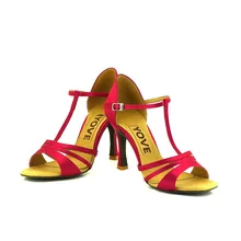 YOVE Dance Shoes Satin Women’s Latin/ Salsa Dance Shoes 3.25″ Flare High Heel More color LD-1125