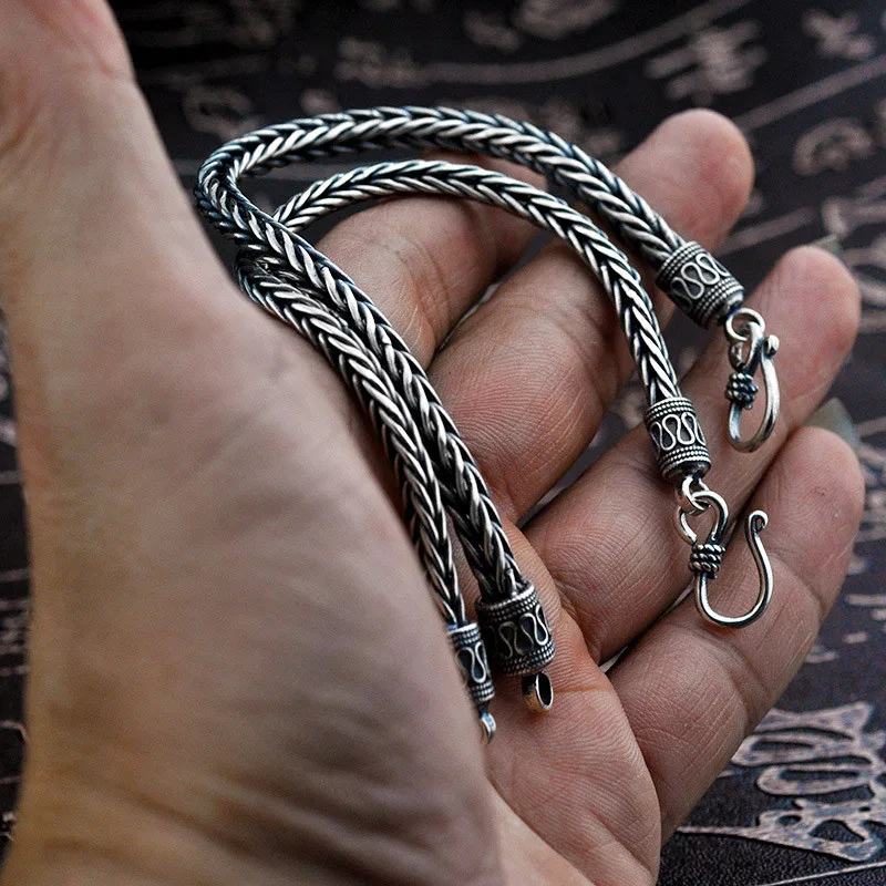 V.ya 4mm 5mm Thai Silver Male Bracelets 