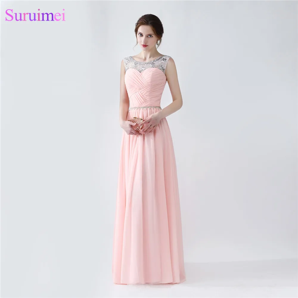 Light Pearl Pink Chiffon Evening 