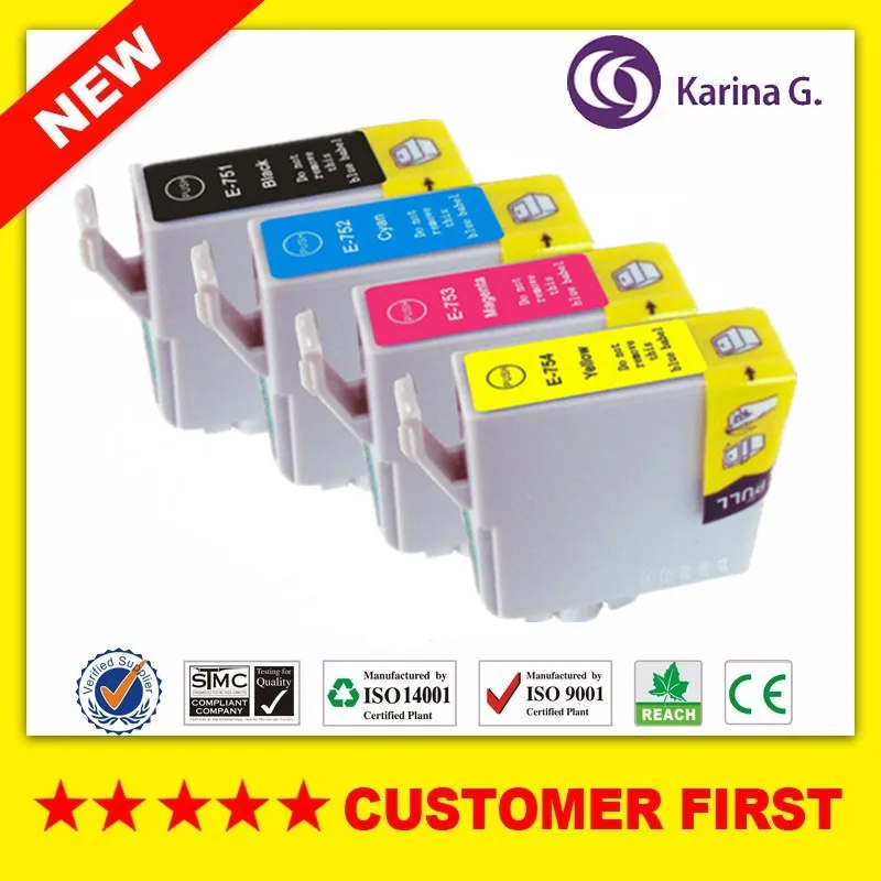 Compatible For Epson T0751 T0752 T0753 T0754 ink cartridge For Epson