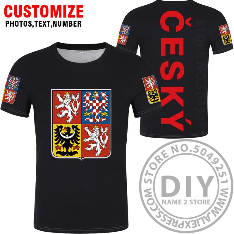 Футболка в чешском стиле; ; изготовление под заказ; номер cze; футболка с национальным флагом; Цвет Черный; одежда для колледжа - Цвет: Style 4