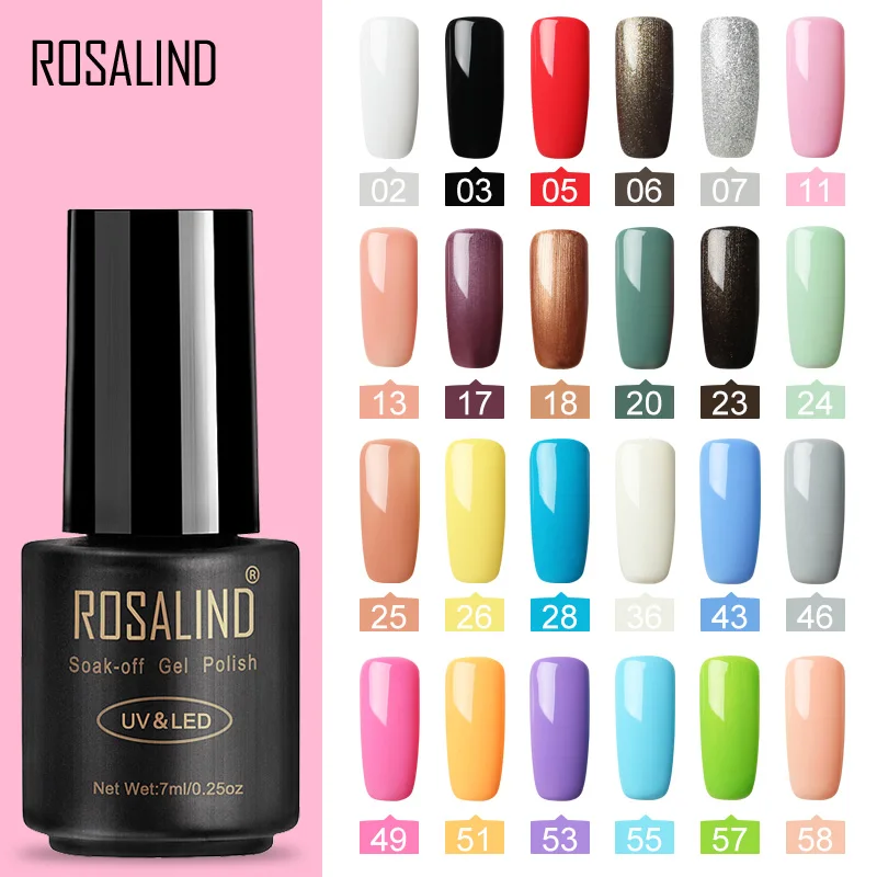 

ROSALIND Gel Nail Polish Set for Nail Art Design Manicure 7ML Vernis Semi Permanent Soak off UV Lamp Primer Hybrid Gel Lacquer