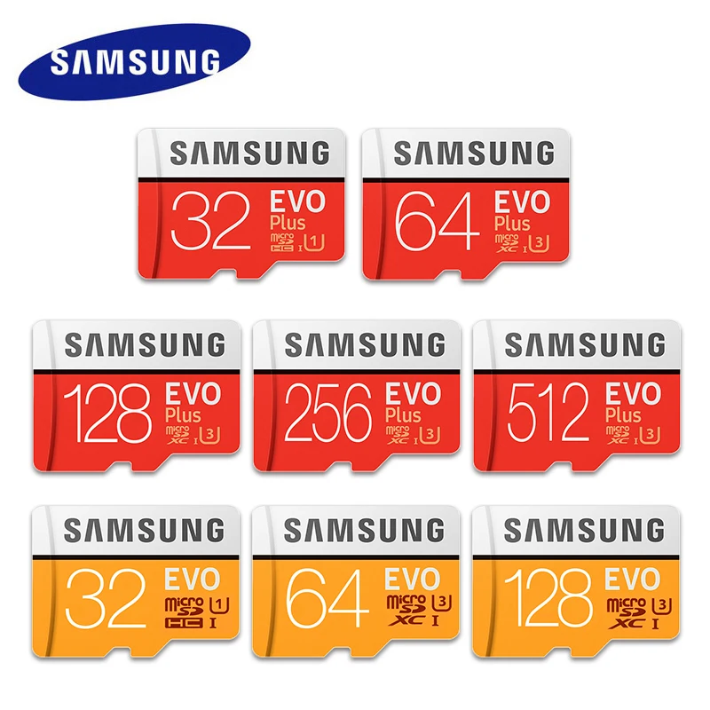 Карта памяти SAMSUNG Micro SD 256 ГБ 32 ГБ 64 Гб 128 ГБ 512 ГБ SDHC SDXC класс EVO+ класс 10 C10 UHS TF SD карты транс флэш Microsd