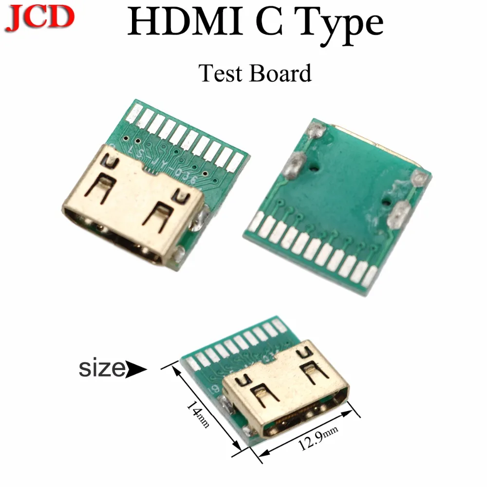 JCD женский мужской печатной платы HDMI Тип C D стандартный штекер с печатной платой 19 P HDMI разъем HDMI 19 Pin HDMI тестовая плата