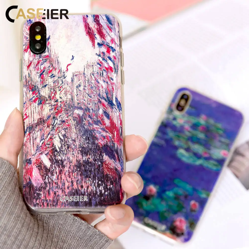 CASEIER чехол для iPhone X XR XS MAX 8 7 Мягкий силиконовый Funda 6 6s Plus Monet Couque аксессуары |