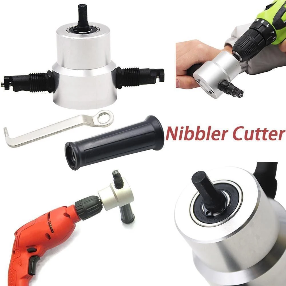 

Durable Double Head 360 Degree Saw Tool Free Cutting Tool With Wrench Nibbler Sheet Metal Drill Attachment Cutter