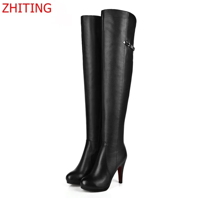 red bottom high boots