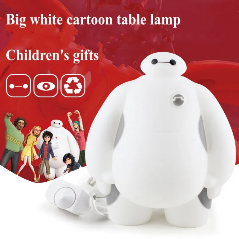 Ночник с мультяшными животными 6 светодиодов BayMax светильник теплый белый свет