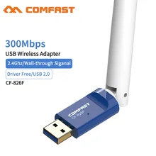 Бесплатный драйвер 802.11n Мини 300 Мбит/с беспроводной USB WiFi адаптер 6dbi антенна WiFi сетевой адаптер WLAN карта для Windows XP/7/8/10