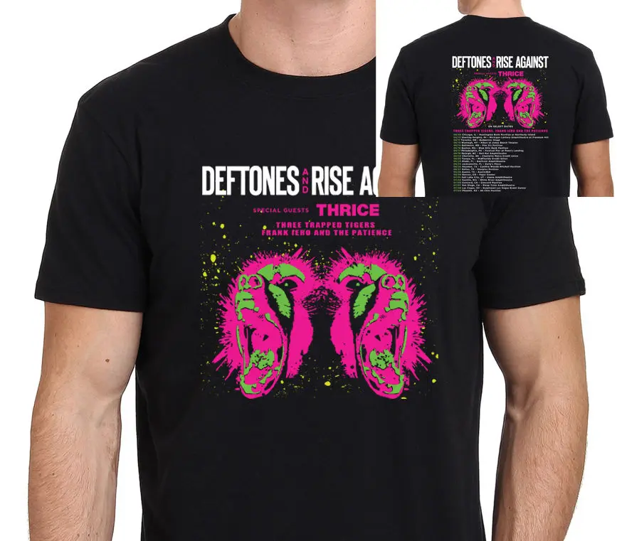 Free Shipping T Shirt Gift Men Deftones And Rise Againts 2017 Tour O-Neck Short-Sleeve Shirts |