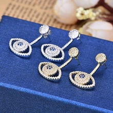 Модные высококачественные серебряные позолоченный циркониевый серьги в форме глаз ювелирные изделия подарки оптом ZK30