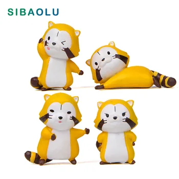

4pcs Artificial Raccoon Model Mini figurine cartoon animal fairy garden Dollhouse home miniature ornament decoration accessory