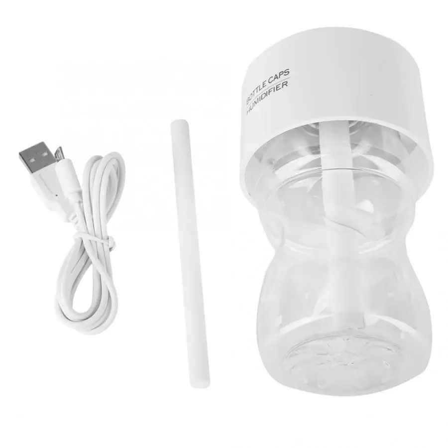 

USB second generation night light version bottle cap humidifier with bottle white