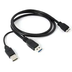 Маха 0.5 м Высокое Скорость Dual USB 3.0 штекерным Micro B y-кабель двигаться жесткий диск кабель черный