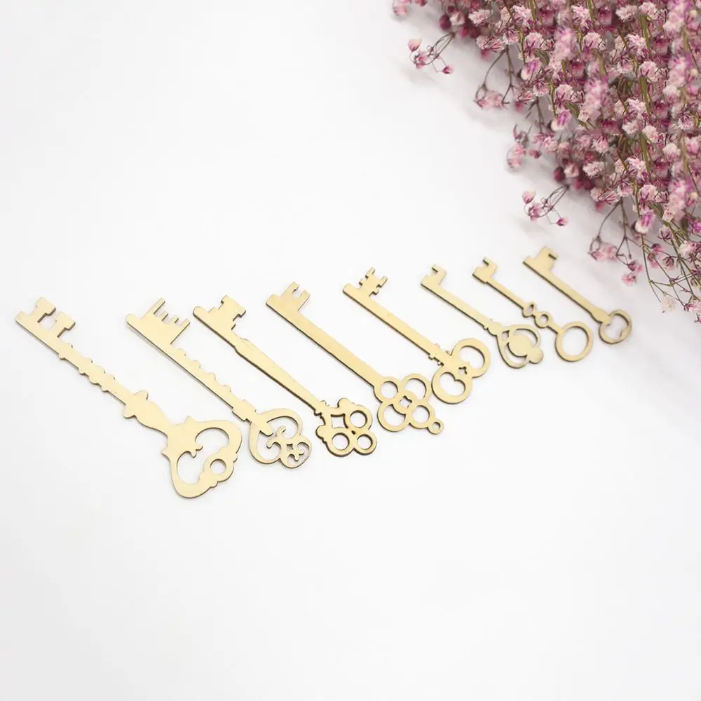 8Pcs/set New Handmade Key Ornament Embellishment Scrapbooking Card Wooden Craft DIY Decoration Wall Decoration Nice Gift