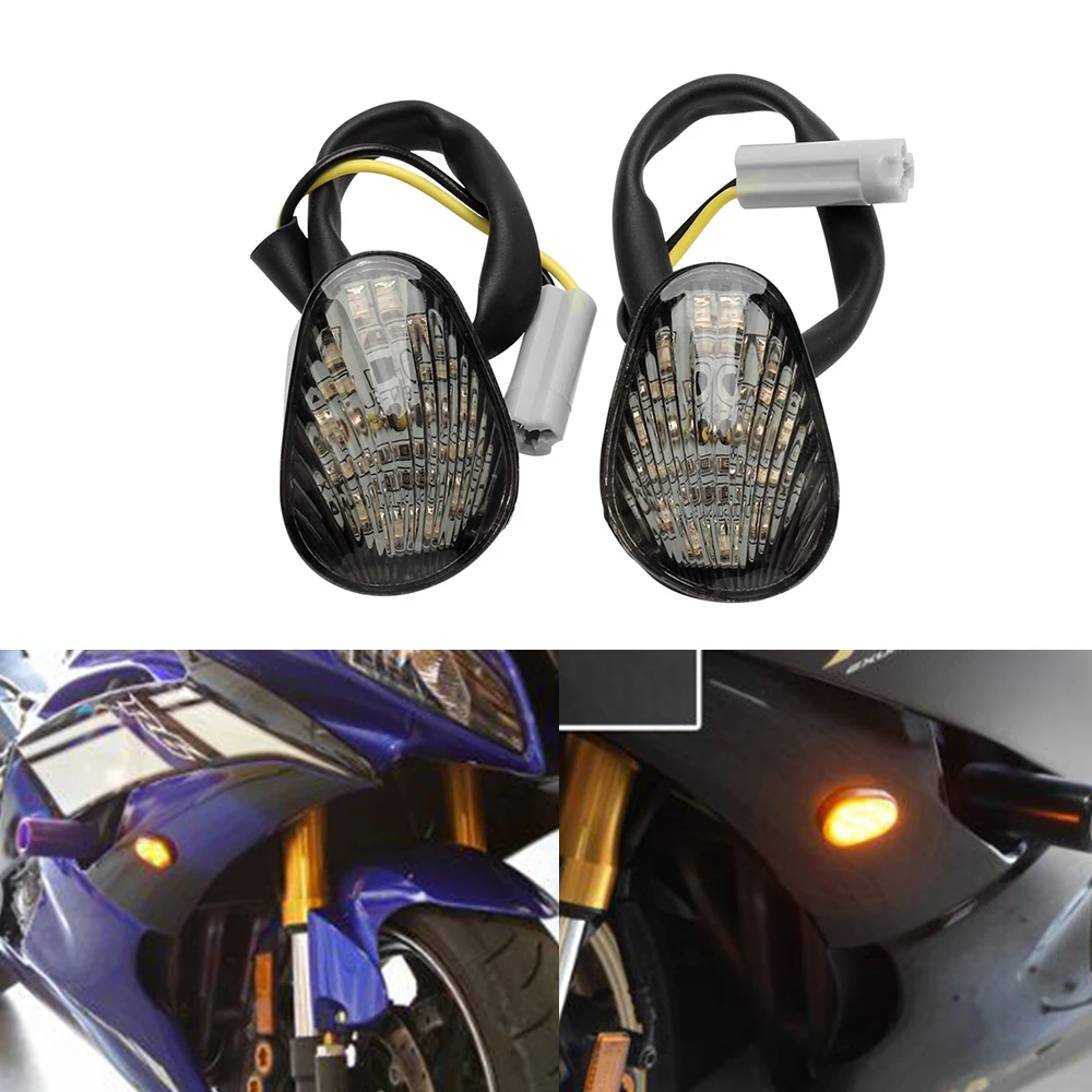 

2PCS Amber LED Turn Signal Indicator Light Lamp Flush Mount For Yamaha YZF R1 R6 R6S Smoke Color