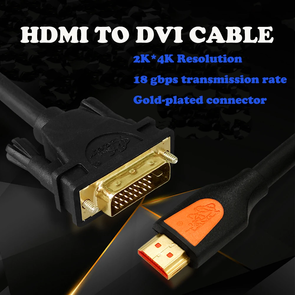 PCER HDMI-DVI Кабель-Кабель HDMI аудио-видео кабель DVI HDMI штекер-Мужской кабель для ПК монитор HDTV проектор DVI24+ 1 штекер