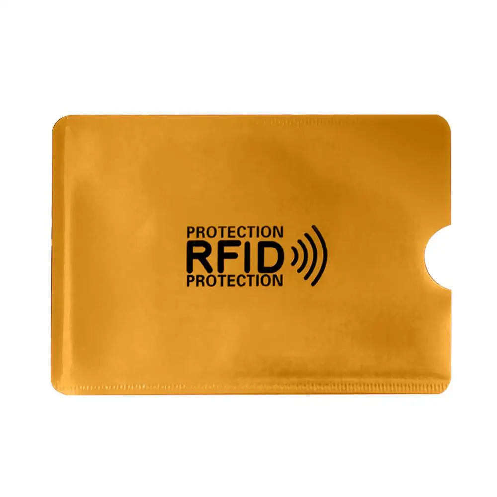 2 шт Анти Rfid считыватель замок кошелек Блокировка Кредитные ID-карты держатель банк защитный Алюминиевый металлический корпус для карт Поддержка NFC 6,2*9,2 см - Цвет: Золотой