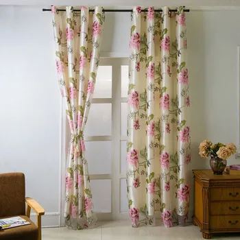 

1pcs Printed Double Curtain Tulle Window шторы Treatment Voile Drape Valance Panel Fabric Simple Curtain perforated style