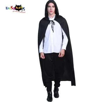 

Carnival Black Hooded Vampire Cloak Gothic Scary Halloween Costumes for Adult Men Dracula Long Cape Party Ghost Killer Cosplay