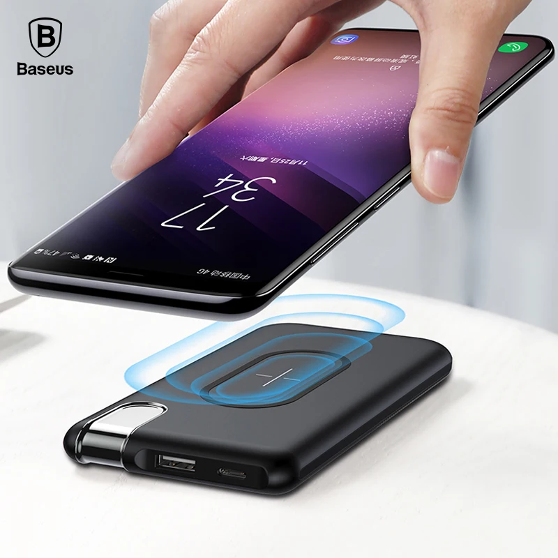 Baseus QI Wireless Charging Power Bank Battery Charger for iPhone X 8 samsung S9 S8 S7 Mobile Phone Power Bank Battery Wireless