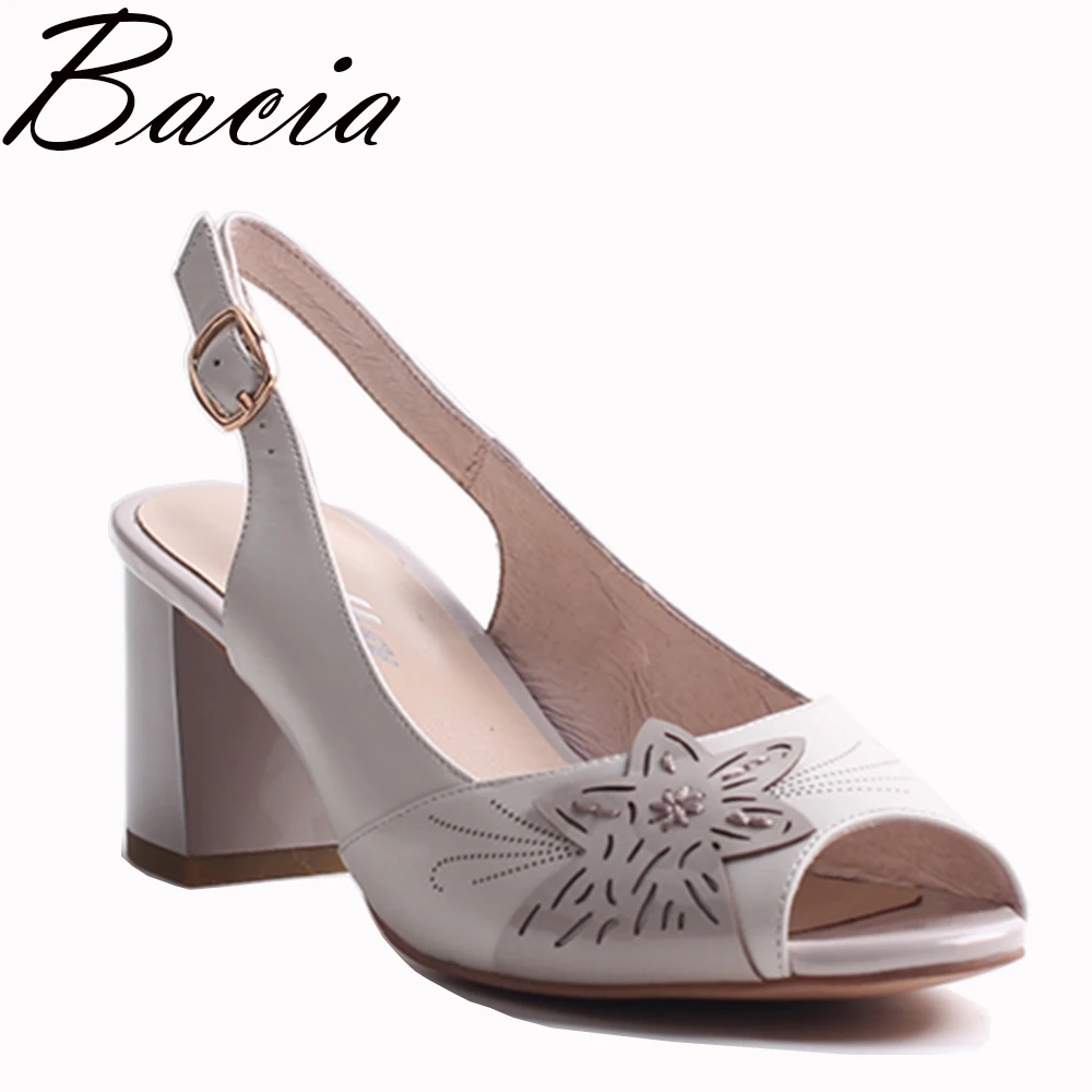 

Bacia Sheep Skin Sandals 2017 New High Thick Heels Pumps Genuine Leather Spring Summer Buckle Strap Women Shoes34-41Size VXB030