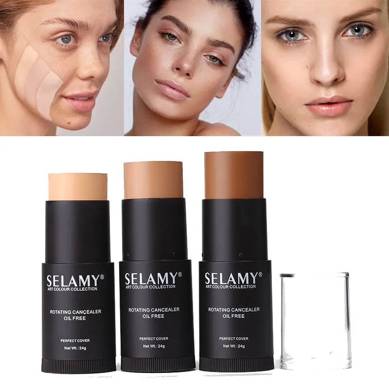 

Full Coverage Concealer Cream Base Foundation Stick Highlighter Contouring Makeup Face Bronzer Waterproof Oil Free Moisturizing