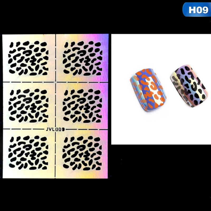 23 типа неправильной сетки трафарет многоразовый дизайн ногтей винилы полые наклейки штамповка шаблон инструменты для ногтей DIY маникюр