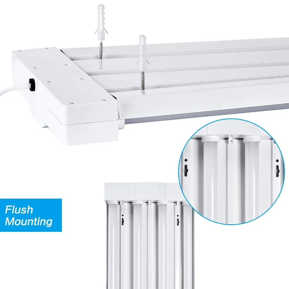 AntLux 80W 4ft Low Bay LED Utility Shop Lights, 9000 Lumens, 5000K, LED Garage Lights 4 Foot Linear High Bay Workshop Ceiling Light Fixture, Fluorescent Tube Replacement, Plug in with ONOff Switch (4)