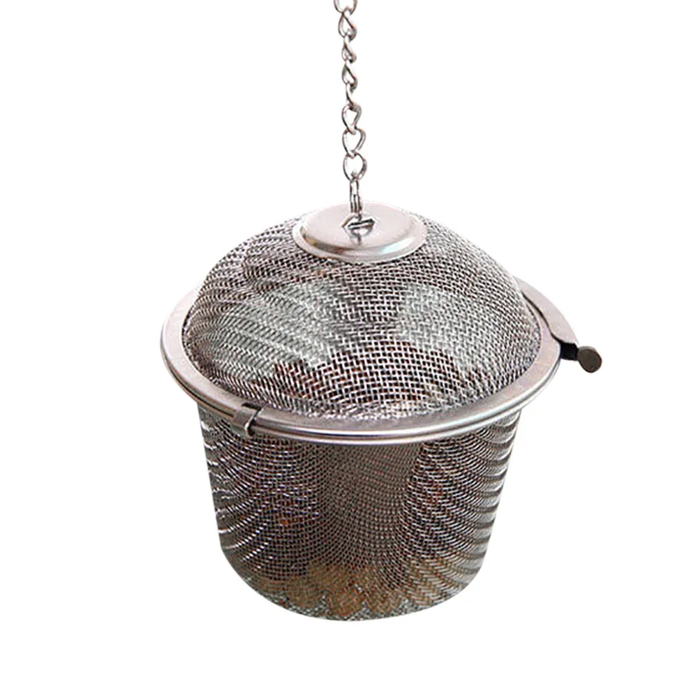 Нержавеющая сталь мяч Чай сито для специй Сито для заварки фильтр лист с крышкой цепь прочный Материал Infusor De Te серебро Infuseur