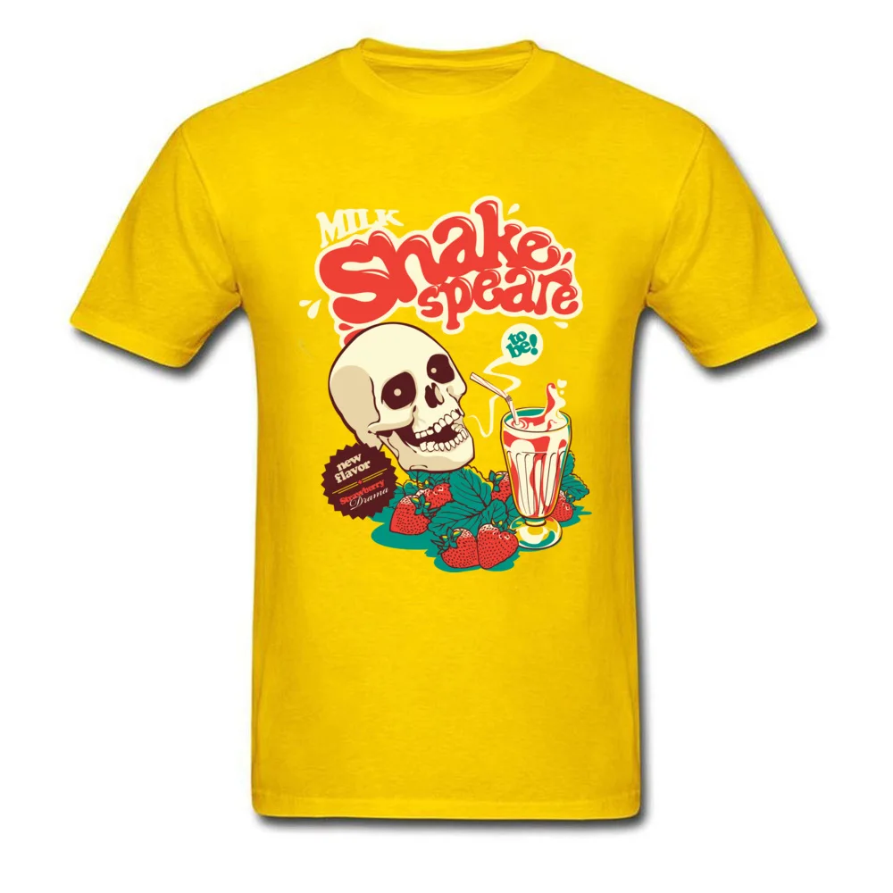 Student Classic Casual T Shirt O Neck Father Day Cotton Fabric T Shirt Normal Short Sleeve Milk Shakespeare Top T-shirts Milk Shakespeare yellow