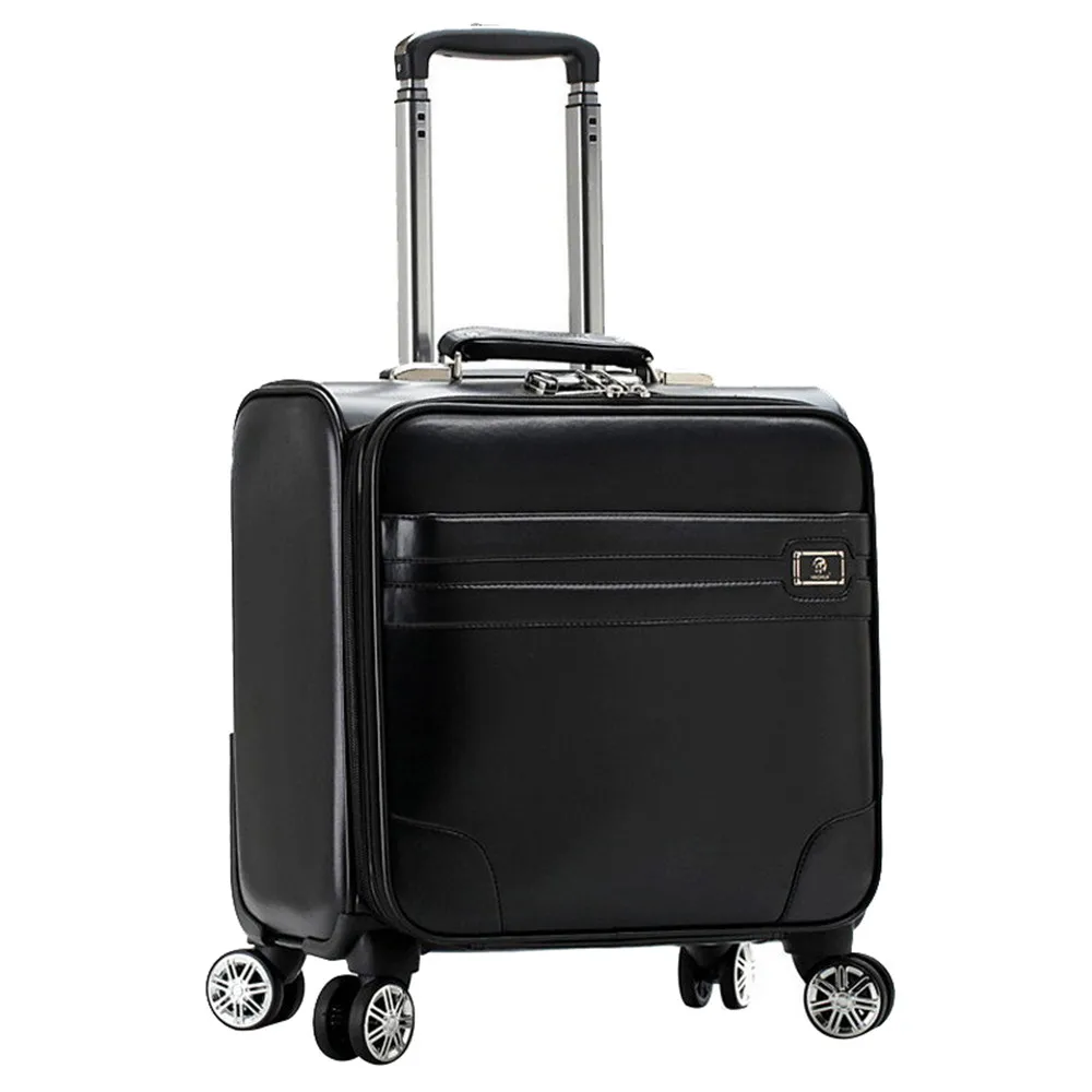 Модный чемодан из искусственной кожи, чемодан на колесиках, Мужской и Женский, универсальный, колеса, ручка из алюминиевого сплава, тележка, пароль, Дорожный чемодан - Цвет: black 2