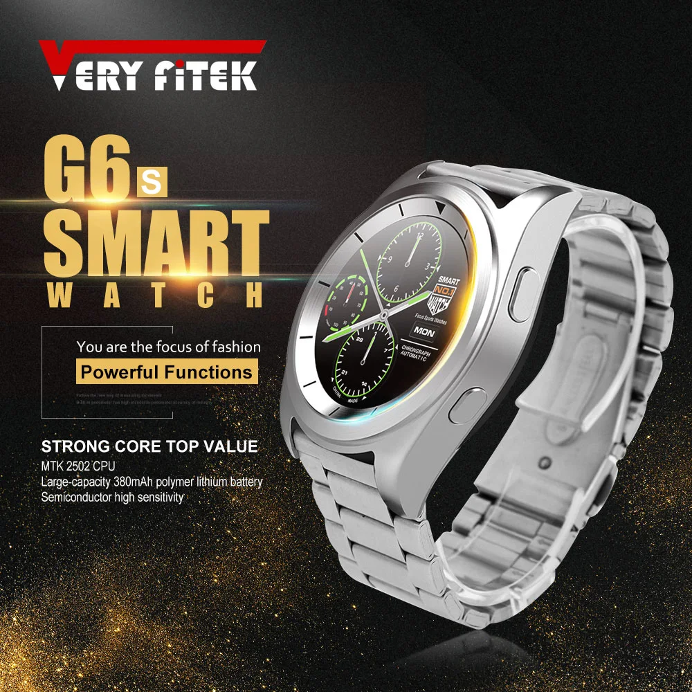 

VERYFiTEK G6s Bluetooth 4.0 Smart Watch Heart Rate Monitor Pedometer Sleep Tracker Men Answer Call smartwatch for IOS Android