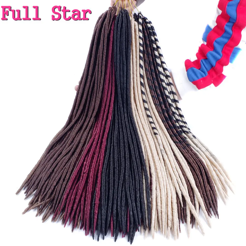 

Full Star 18" Crochet Braids Hair 1-6pcs Faux lock 24 Strand 100g synthetic Braiding crochet Hair Extension brown 613