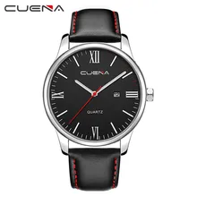 CUENA Men Watch Luxury Faux Leather Blue Ray Glass Quartz With Calen mens watches man watch 2019 reloj hombre erkek kol saati CUENA Men Watch Luxury Faux Leather Blue Ray Glass Quartz With Calen mens watches man watch 2019 reloj hombre erkek kol saati