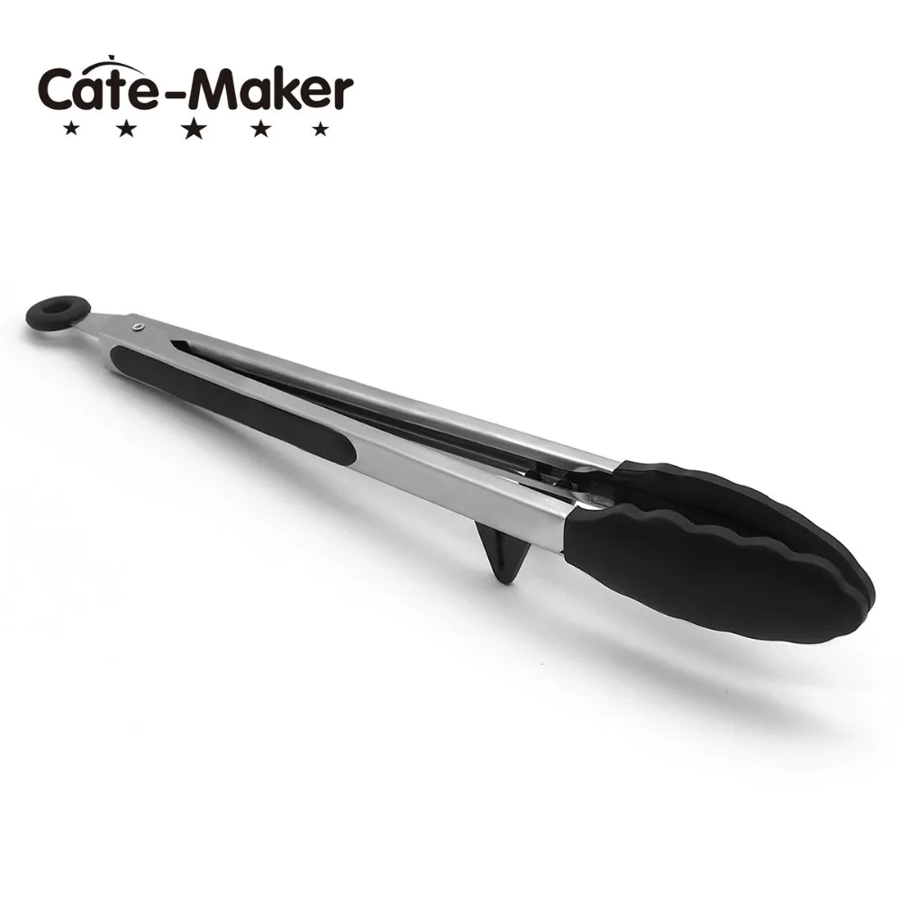 Cate Maker 12 дюймов нестоковые кухонные щипцы с силиконовым для барбекю термостойкие щипцы для приготовления пищи