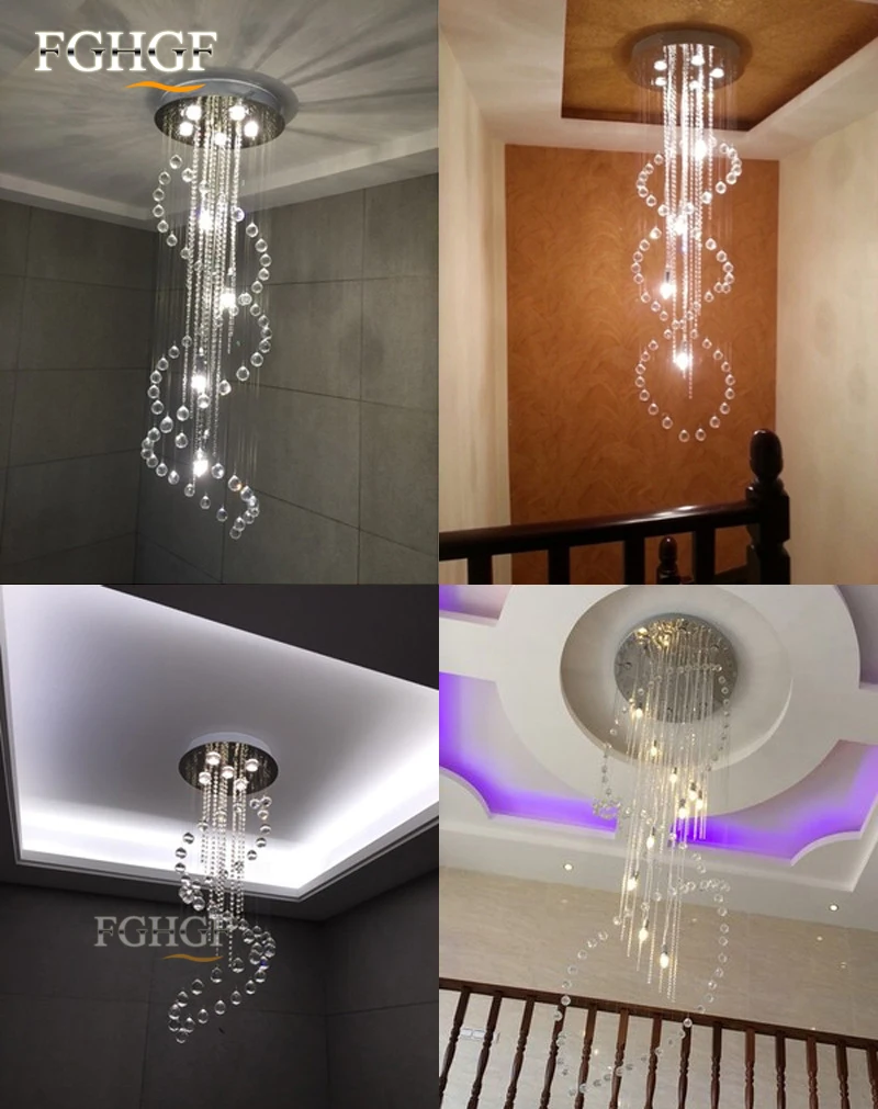 Modern Large Crystal Chandelier Spiral Long Stair Lighting Fixture Luxury Lustres Chandeliers Lighting for Foyer Hotel Villa (3)