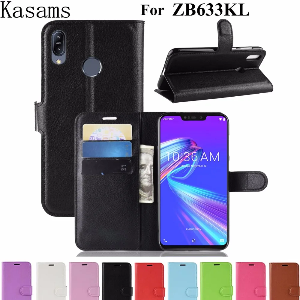 Кожаный флип чехол ZB633KL для Asus Zenfone Max (M2) 6 26 дюйма мобильный телефон личи оболочка