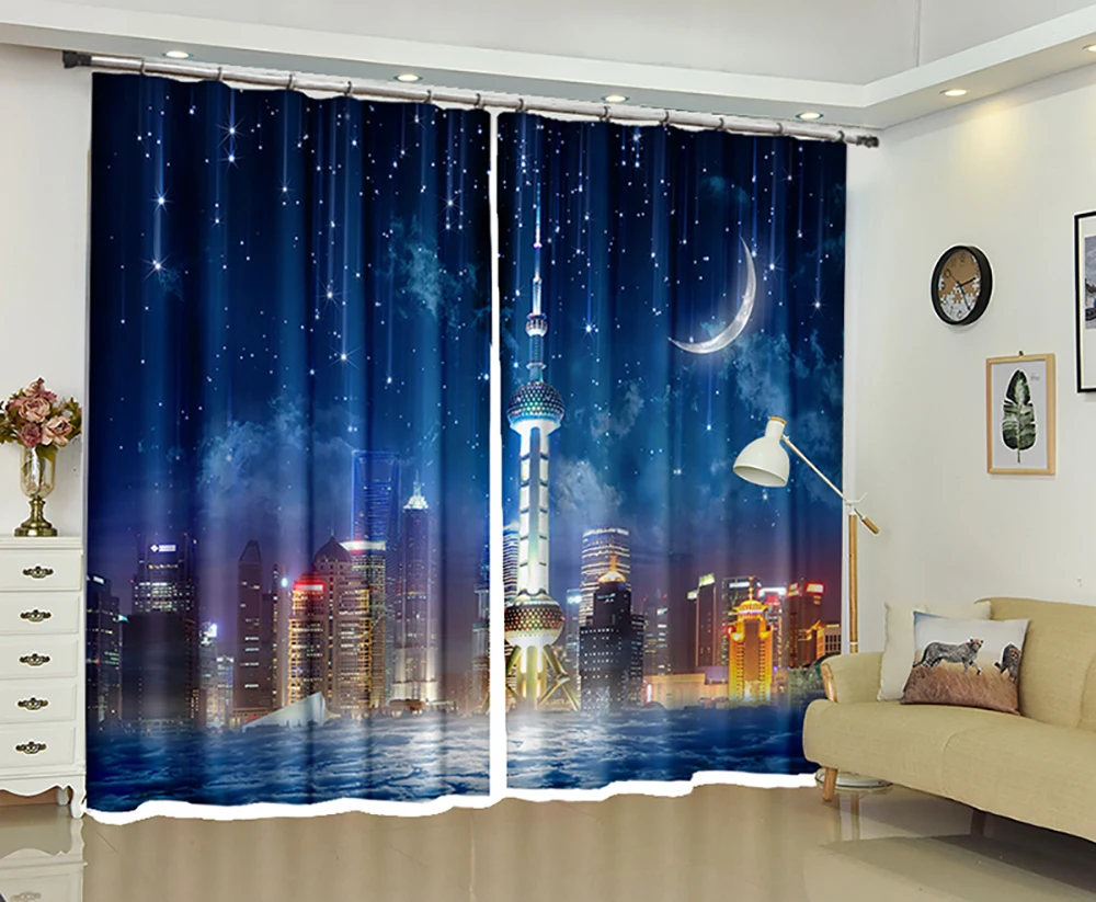 

Starry fantasy night custom 3D curtains