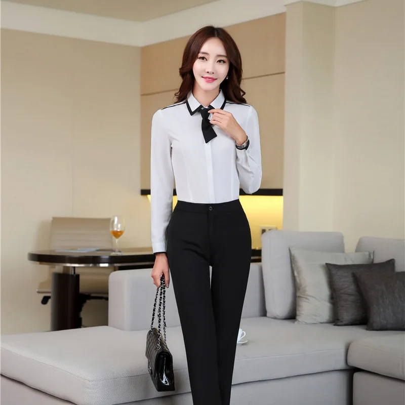 business pantsuit with blouse