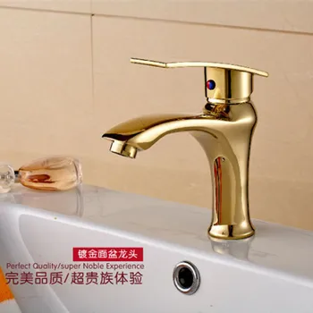 

Free shipping Factory Wholesale gold basin faucet with single handle solid brass bathroom basin sink water faucets