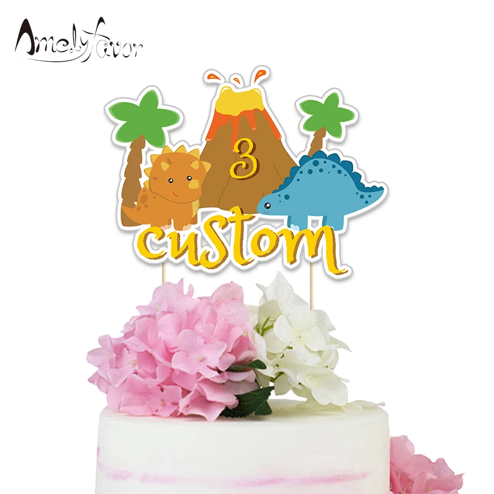 

Dinosaur Paper Cake Topper Mini Dinosaur Theme Cake Topper Party Supplies Kids Birthday Party Decor Baby Shower Custom-made