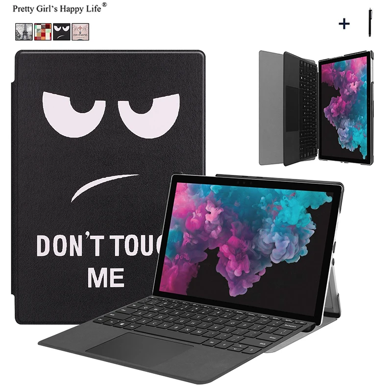 Чехол с принтом для Microsoft Surface Pro 4 5 6 Wake Sleep Flip PU кожаный чехол Передняя поддержка Capa