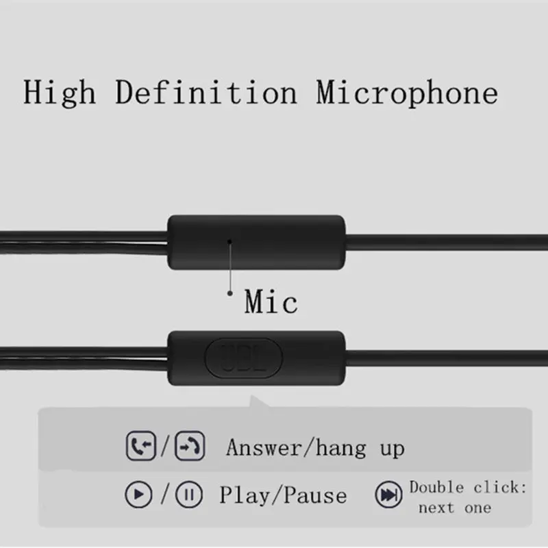 JBLC100SI In ear Bass Earplugs mobile phone Wire Movement with Mic Earphone 3 5mm Metal Plug Cancelling Noise Headset for jbl