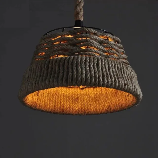 Vintage Natural Hemp Rope Pendant Light Loft Edison Lamp Vintage Natural Hemp Rope Pendant Light Loft Edison Lamp Rustic Style Lighting Hanging Bar Restaurant