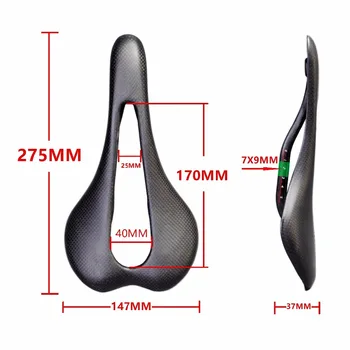 

PURA RAZA 2018 new MTB cushion hollow full carbon saddle road bike seat bicycle parts 275 * 147mm 3K Matte carbon road saddle