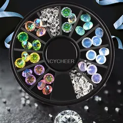 ICYCHEER 12 Цветов Стразы для маникюра со стразами красочная Смола Блеск 3D круг с декорациями для ногтей DIY