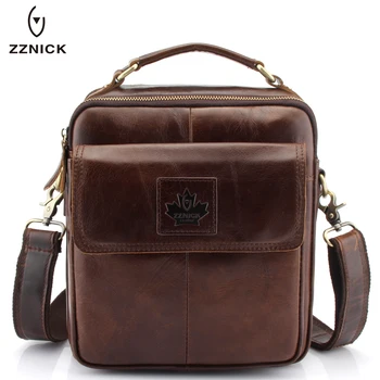 

ZZNICK Luxury Men's Genuine Cowhide Leather Messenger Bag Men Crossbody Shoulder Bag Briefcase,Top Brand Vintage Men Bag Handbag