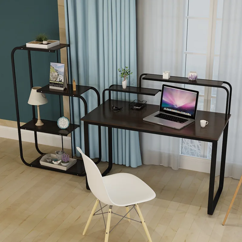 LK633 Desktop Computer Desk Student Learning Desk Creative MDF+metal Laptop Table Office Furniture 4 Layers Storage Shelf